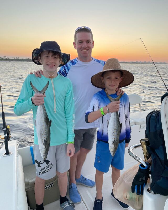 Couple Spanish and triggers to eat. Couple happy boys. Great family. Come fish with the best reviewed charter in Panama City beach.  JustFishPCB #triggerfish #spanishmackerel #charterfishing #panamacitybeachflorida